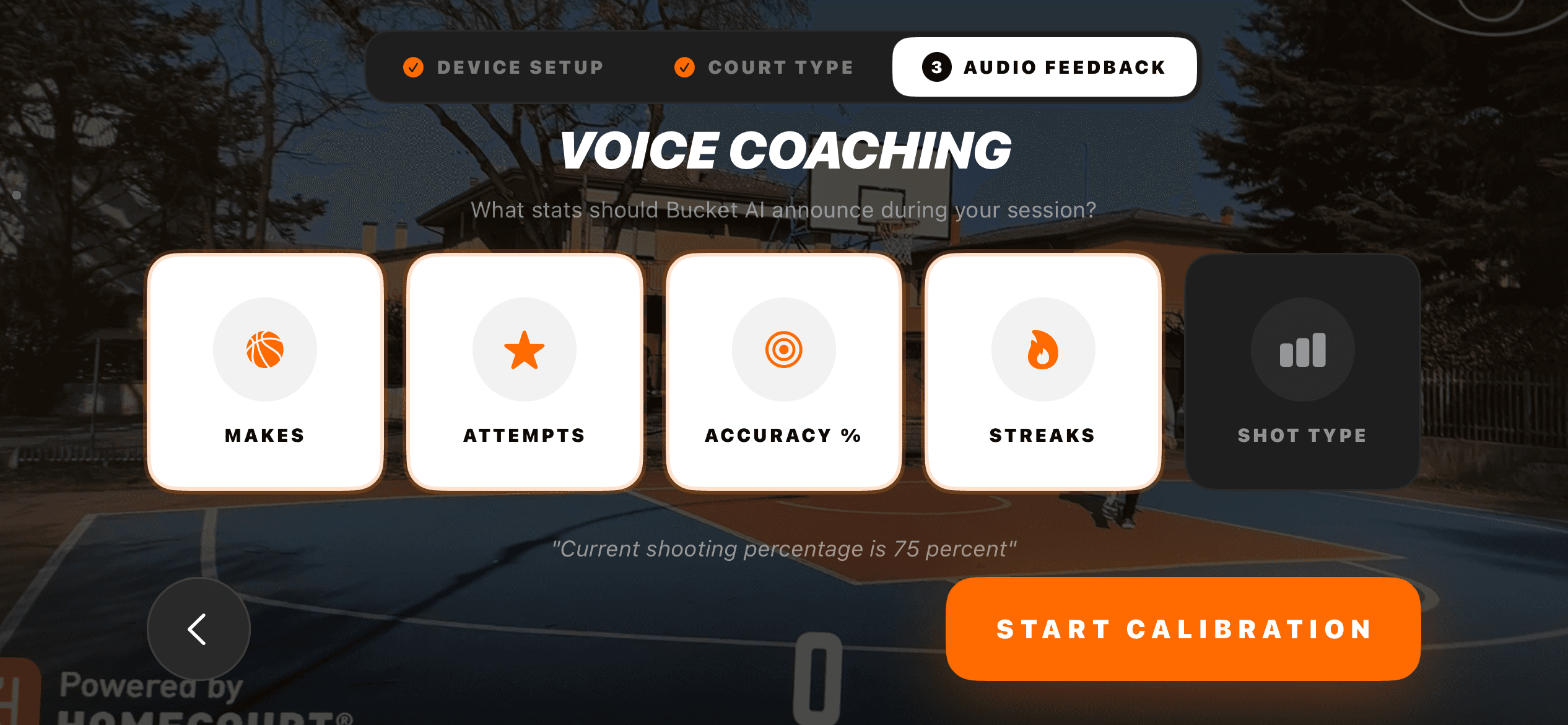 Session setup - final calibration with court overlay